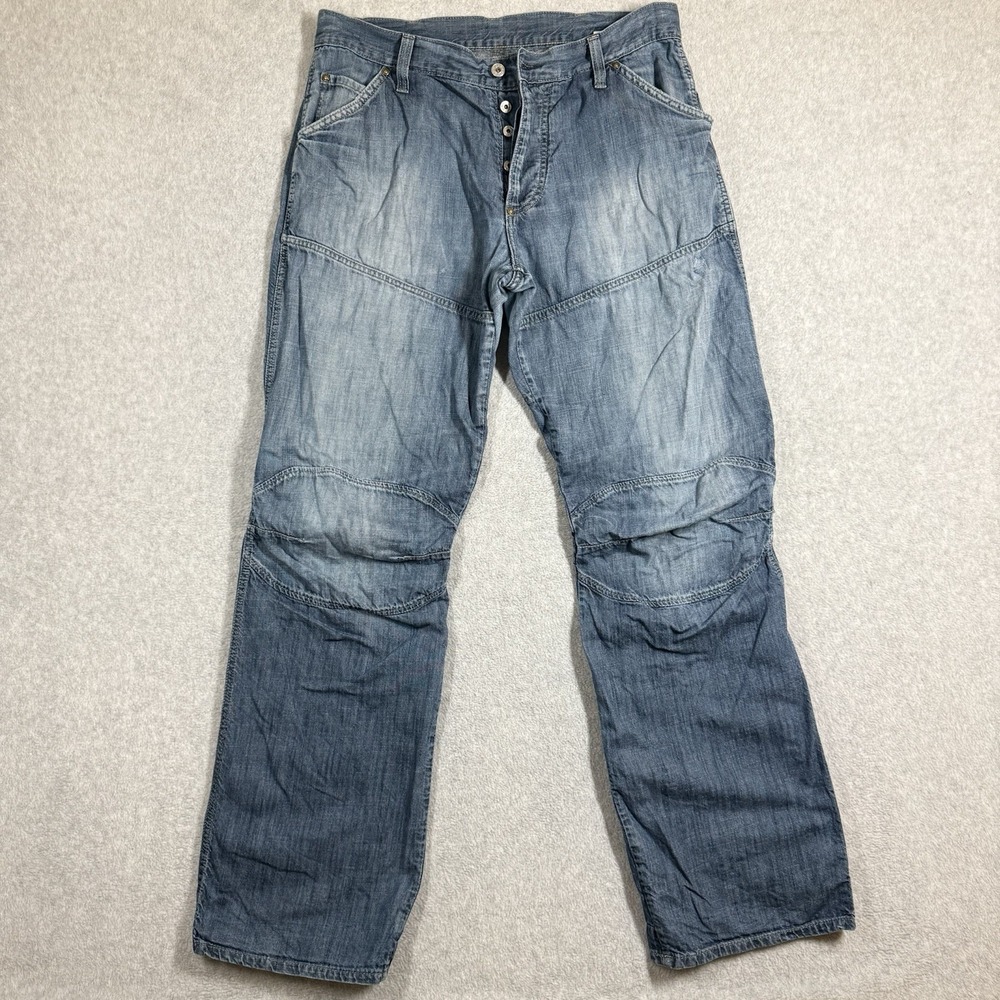 G Star Raw Jeans Mens 36x36 (34x34) Blue Lightweight ELWOOD Baggy Y2K Skater